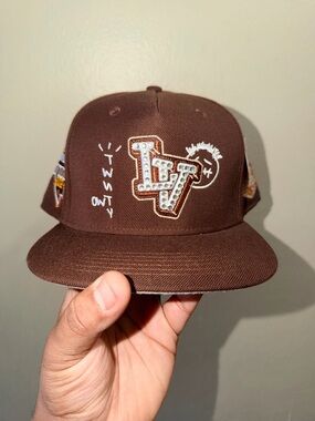 Custom Travis Scott cactuscon Snapback Hat with Studded 'LV' Patch